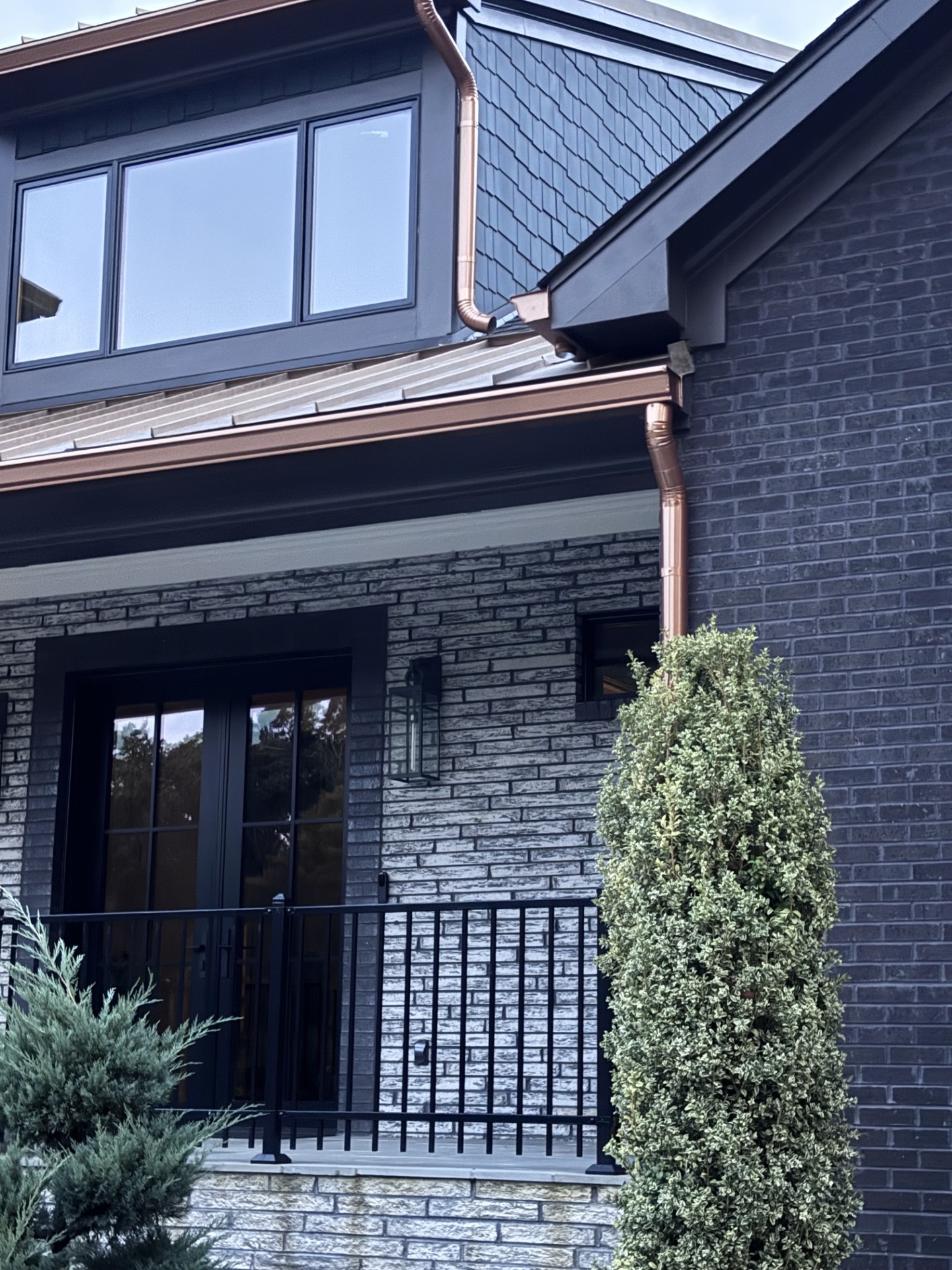 Architectural stone brick and metal exterior details